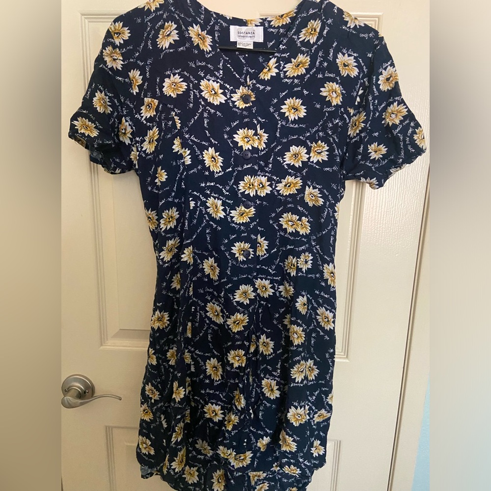 Blue and yellow flower dress